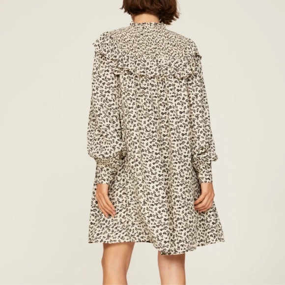 Scotch & Soda | Long Sleeve Floral Smocked Frill Mini Dress | Medium NWT - Picture 4 of 15